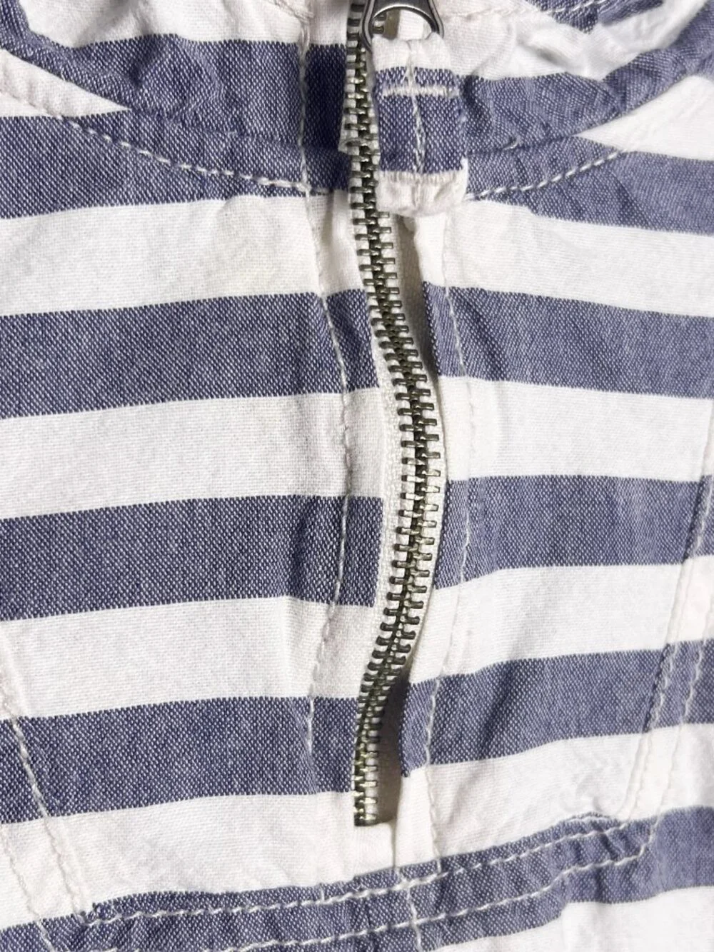 OshKosh B'gosh Striped Anorak Jacket Blue White Youth 12 Minimalist